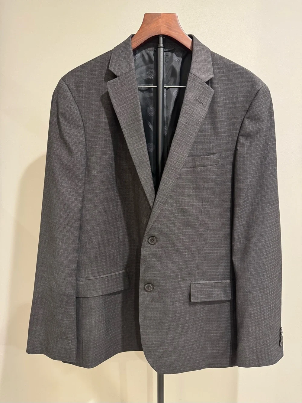 Vince Camuto Wool Moden Fit Plaid 2 Button Blazer Size 42R Slim Fit Gray Blue